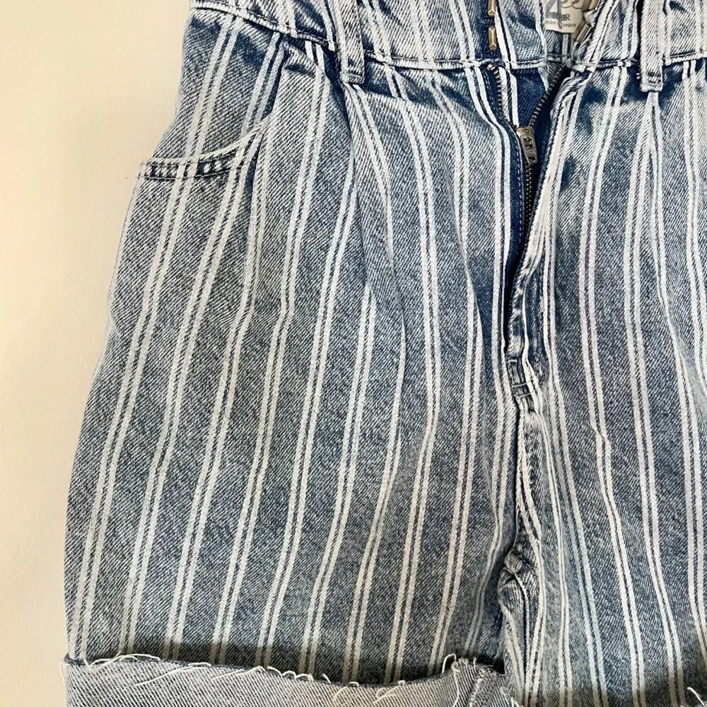 FREE PEOPLE Denim striped shorts